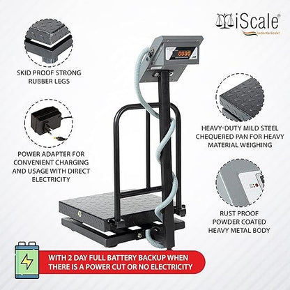 iScale i-13 Bluetooth Platform Scale | 100kg× 10g | MS Pan size 400x400mm | Front & Back Red Display | Free Android/Pc App Billing | For Commercial & Industrial Use