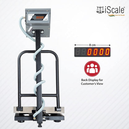 iScale i-11 Bluetooth Platform Scale | 50kg× 5g | SS Pan size 350x350mm | Front & Back Red Display | Free Android/Pc App Billing | For Commercial & Industrial Use