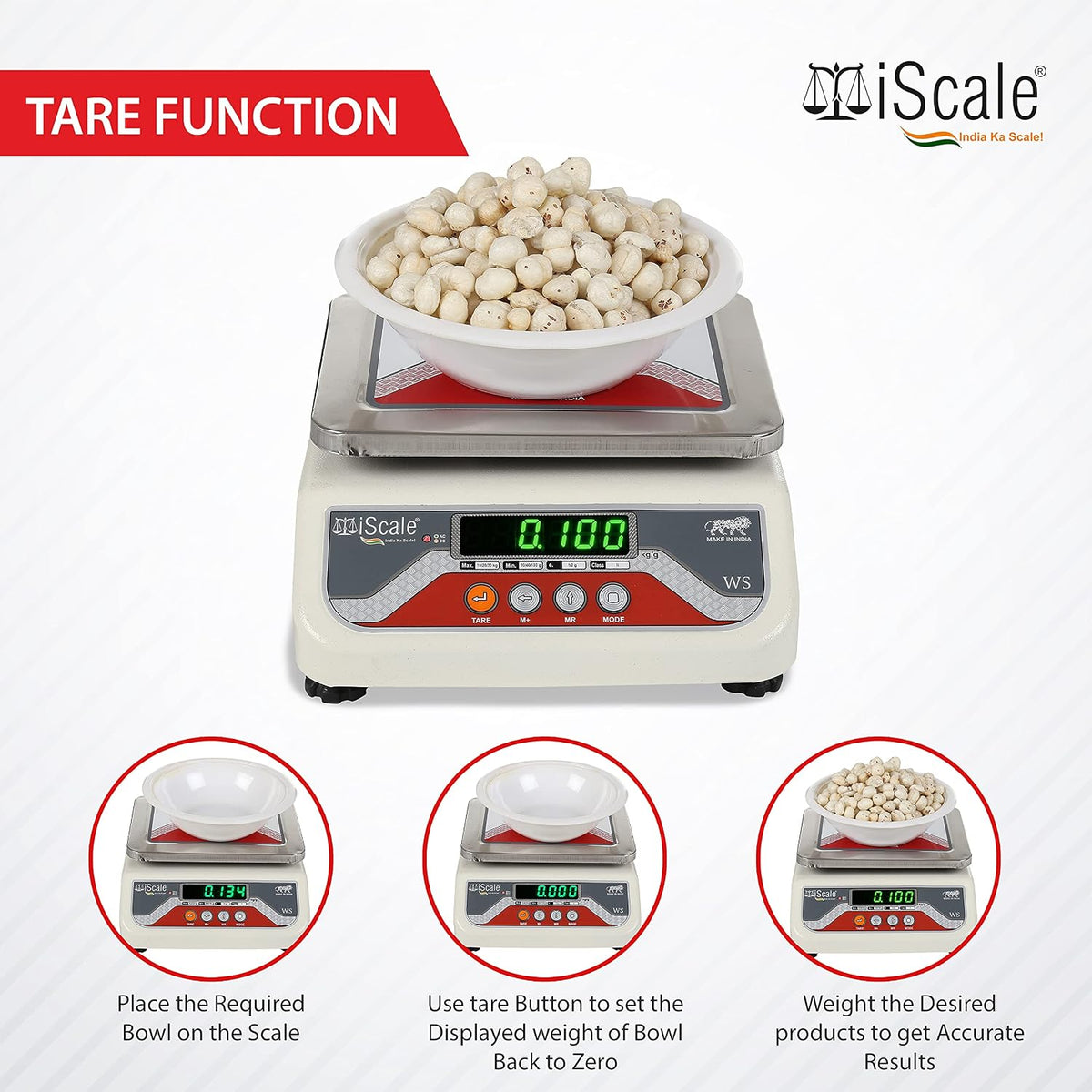 iScale S-04 15kg x 500mg Smart Bluetooth Scale | Stamp & Certificate | 175x225mm SS Pan | Free Android & Windows Weight Recording App | Front & Back Green Display