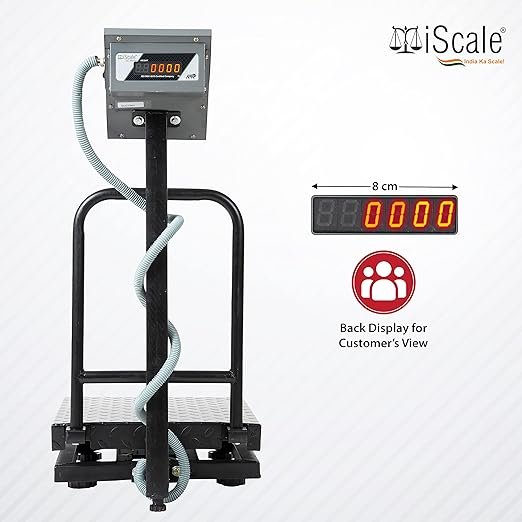 iScale i-13 Bluetooth Platform Scale | 100kg× 10g | MS Pan size 400x400mm | Front & Back Red Display | Free Android/Pc App Billing | For Commercial & Industrial Use