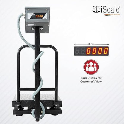 iScale i-13 Bluetooth Platform Scale | 100kg× 10g | MS Pan size 400x400mm | Front & Back Red Display | Free Android/Pc App Billing | For Commercial & Industrial Use