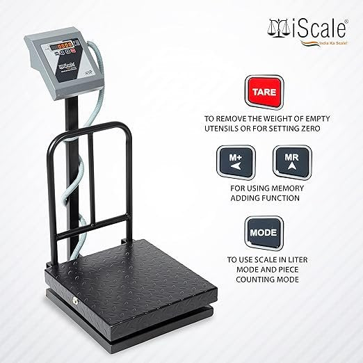 iScale i-13 Bluetooth Platform Scale | 100kg× 10g | MS Pan size 400x400mm | Front & Back Red Display | Free Android/Pc App Billing | For Commercial & Industrial Use