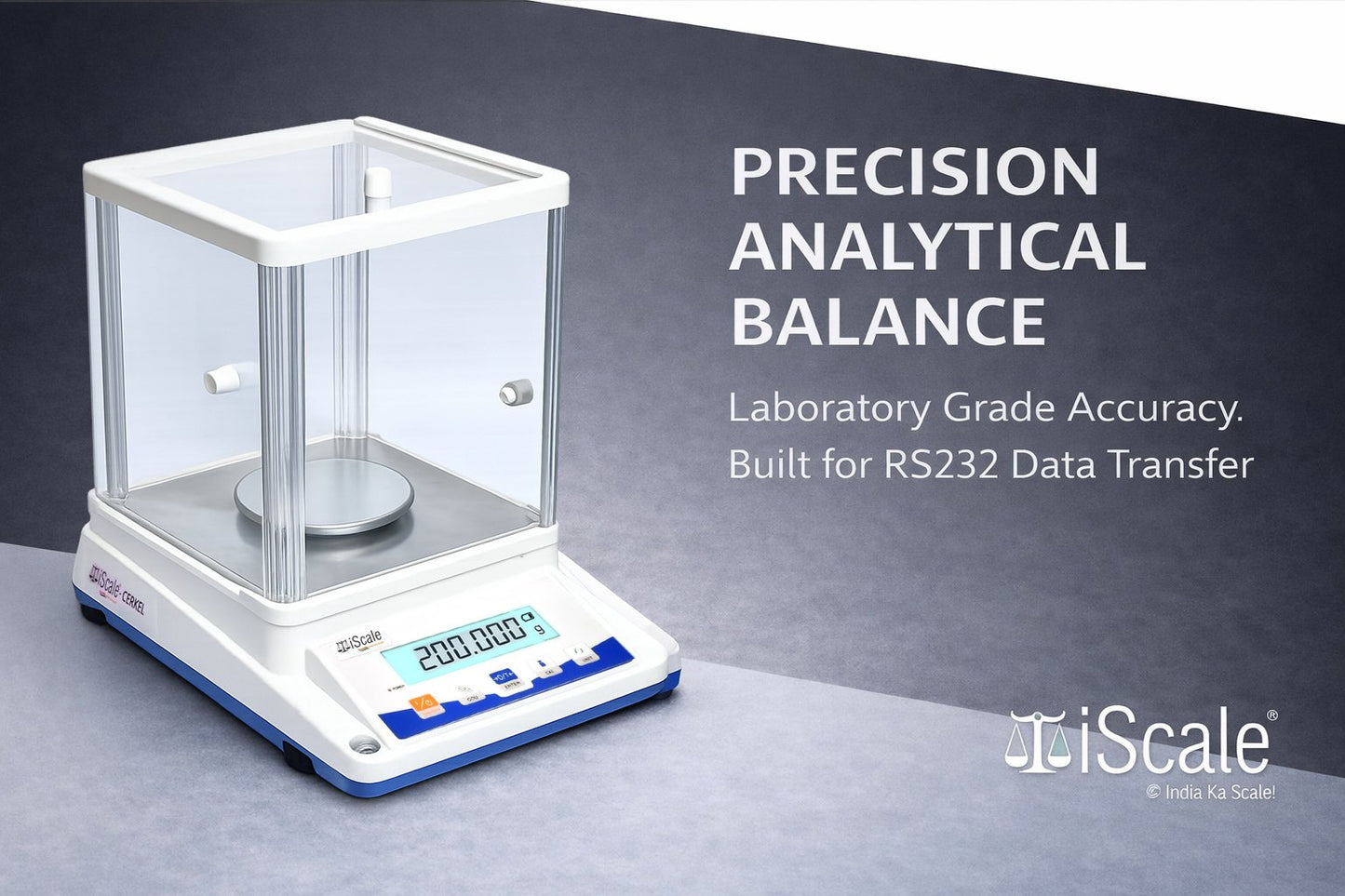 iScale Cerkel i-34 Analytical Balance 300g x 0.001g (1mg) | Repeatability ±3mg (0.003) | NABL Calibration Certificate & 200g Test Weight | Ideal for Gold Jewellery, Lab & Research purpose | RS232 Serial output for PC connectivity