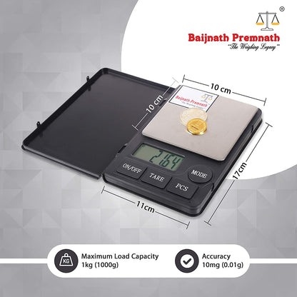 Baijnath Premnath Notebook 1kg (1000gram) x 0.01g (10mg) Digital Jewelry Portable Weighing Scale(Not A Legal Scale for Commercial use)