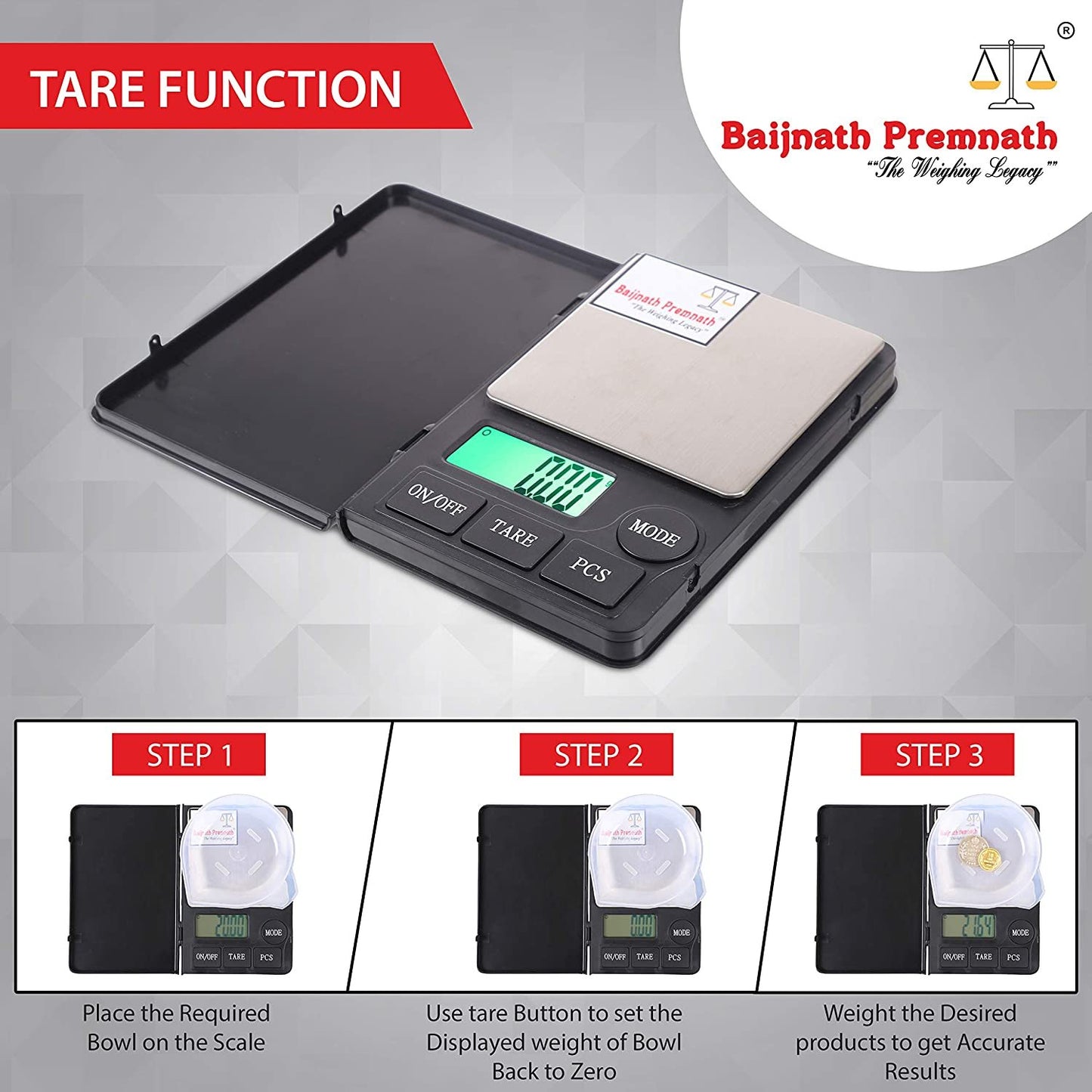 Baijnath Premnath Notebook 1kg (1000gram) x 0.01g (10mg) Digital Jewelry Portable Weighing Scale(Not A Legal Scale for Commercial use)