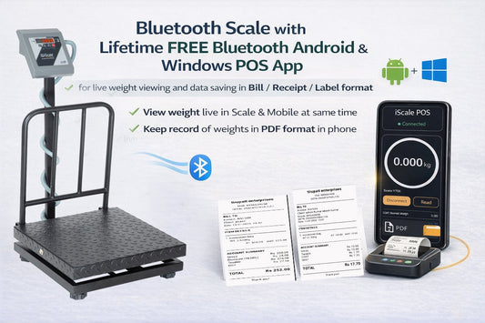 iScale i-19 Bluetooth Platform Scale | 500kg× 50g | MS Pan size 600x600mm | Front & Back Red Display | Free Android/Pc App Billing | For Commercial & Industrial Use