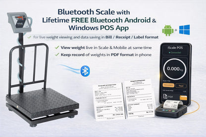 iScale i-15 Bluetooth Platform Scale | 150kg× 20g | MS Pan size 450x450mm | Front & Back Red Display | Free Android/Pc App Billing | For Commercial & Industrial Use