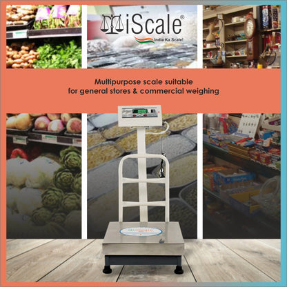 iScale ISP-60S, 60kg x 10g platform scale, 400x400mm SS Pan, Front & Back Red Display, Chargeable