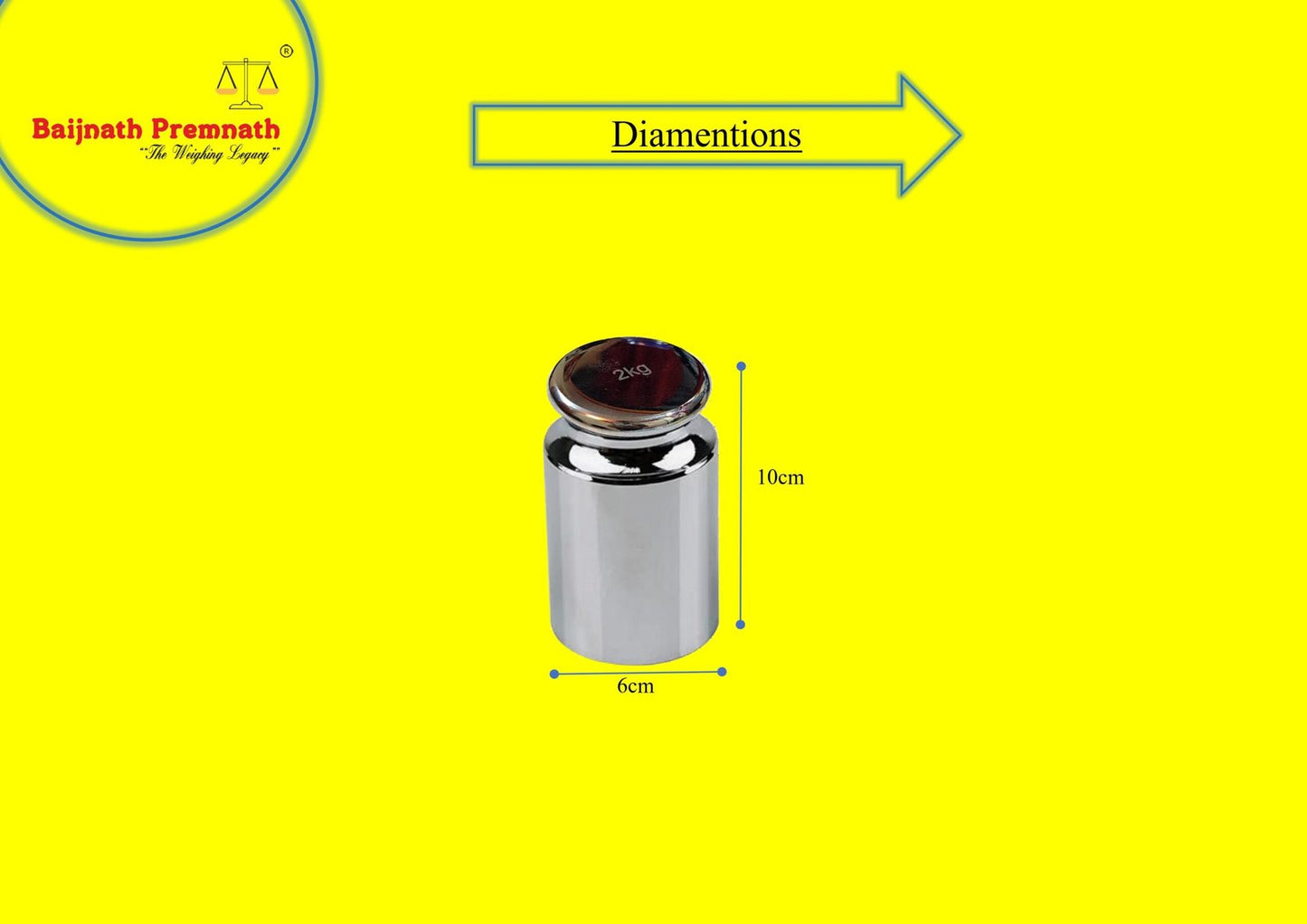 Baijnath Premnath 2000g (2kg) OIML M2 Class Stainless Steel Standard Test weight for Testing & Calibration with NABL Certificate, Precision 300mg with ABS container