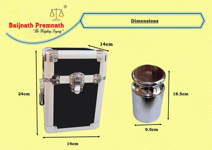 Baijnath Premnath 10000g (10kg) OIML M2 Class Stainless Steel Test weight for Testing & Calibration with NABL Certificate, Precision 1600mg with Industrial Alloy Safety Case for handling