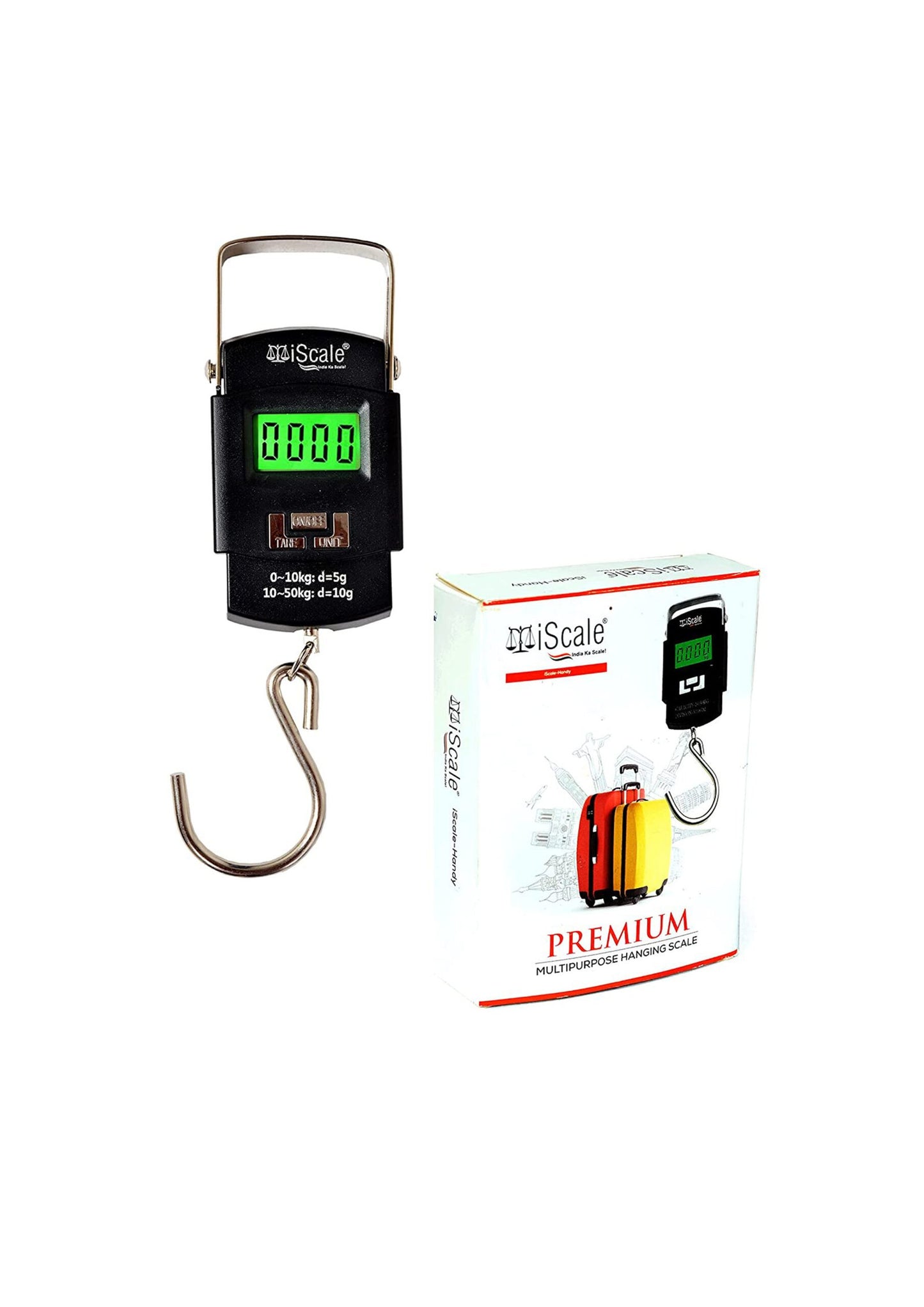 iScale Handy 50kg x 10g Digital Portable Hanging Weighing Scale with Stainless Steel Hook for Luggage, Cylinder, Fishing and Multipurpose Industrial Weighing Use(Not A Legal Scale for Commercial use)