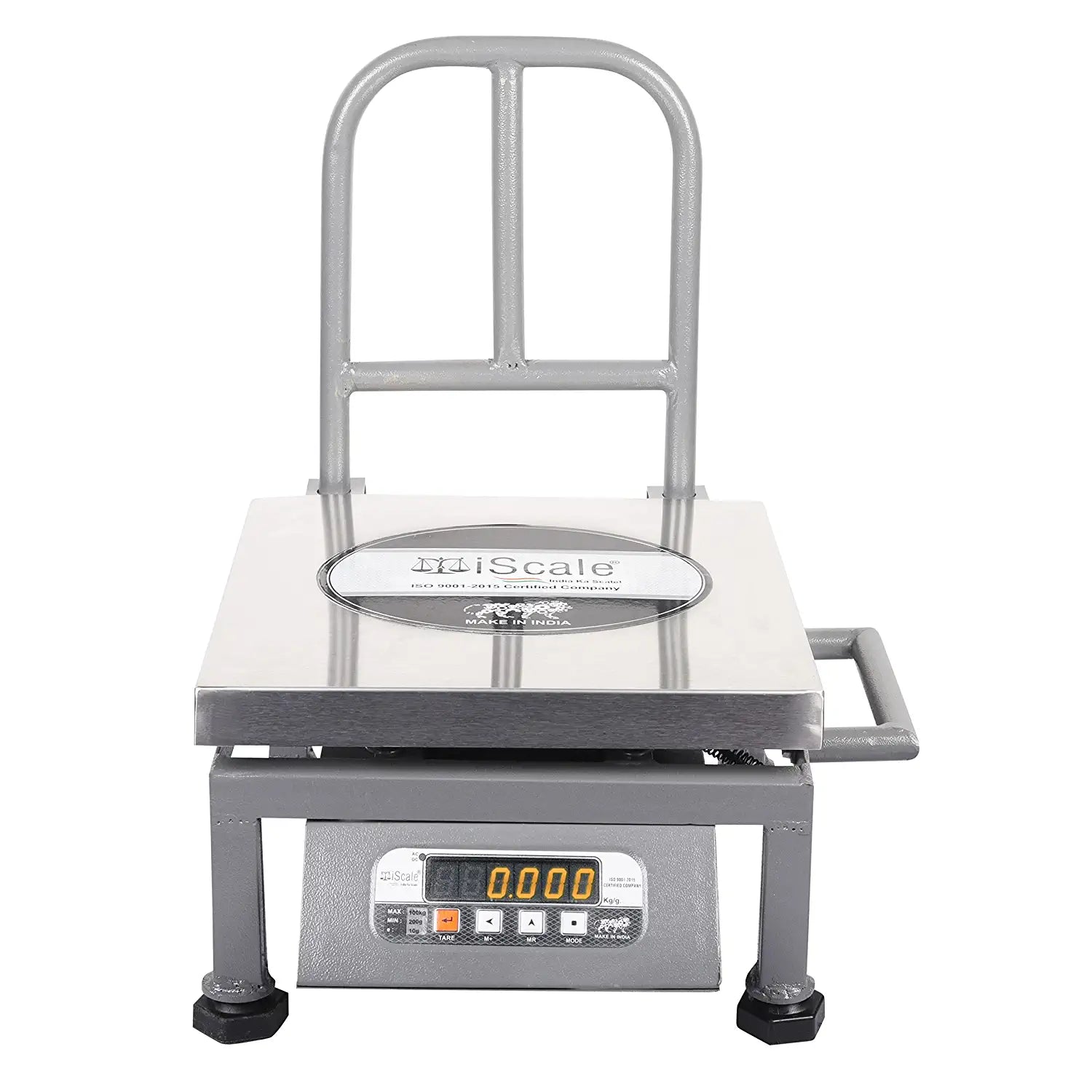 iScale i-20, 50kg x 5g commercial portable scale with stamp & certificate, 300x300mm SS Pan, Front & Back Red Display, Chargeable