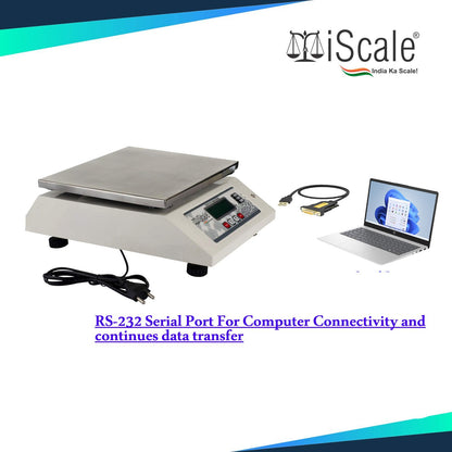 iScale IST-30F 30kg x 1g, Premium Digital Scale with Front & back Display, SS Pan, 10x12" for Shop, Factory and Commercial Purposes with RS232 Serial port for computer connectivity & data transfer