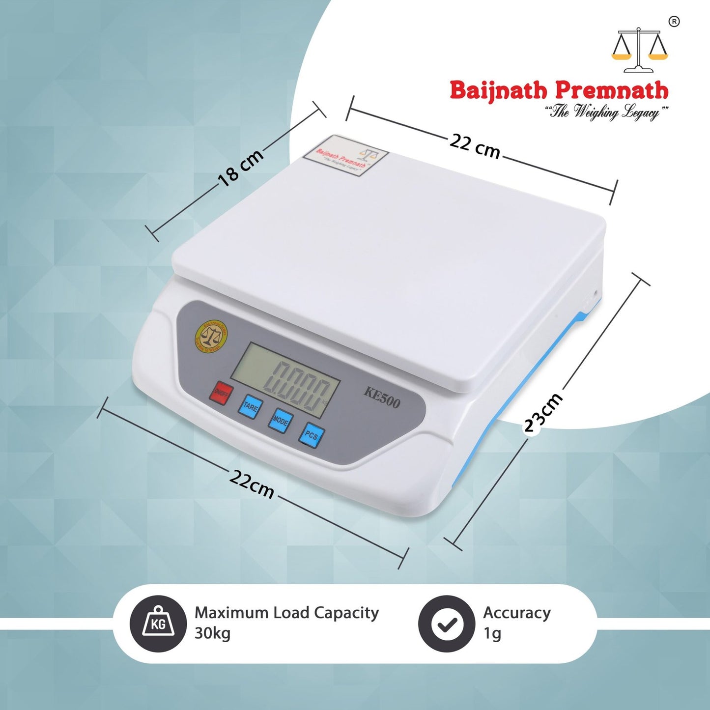 Baijnath Premnath Premium 30Kg x 1g Digital Multi-Purpose Kitchen Balance, Parcel Weight Measuring Machine Weighing Scale (Domestic scale for Research)(Not A Legal Scale for Commercial use)