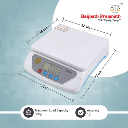 Baijnath Premnath Premium 30Kg x 1g Digital Multi-Purpose Kitchen Balance, Parcel Weight Measuring Machine Weighing Scale (Domestic scale for Research)(Not A Legal Scale for Commercial use)
