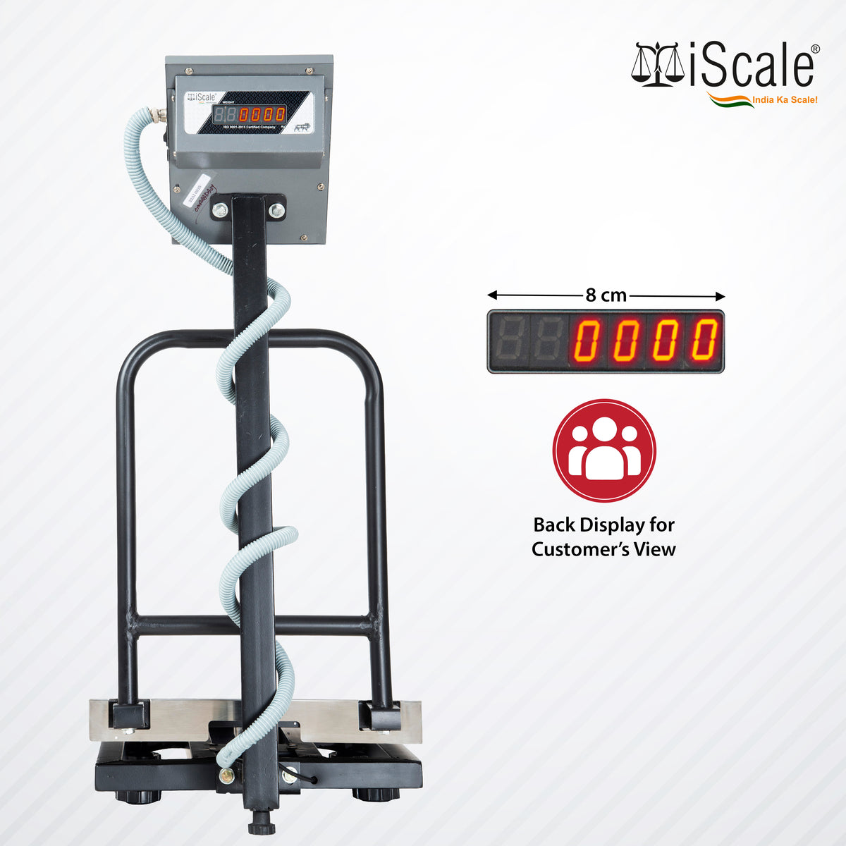 iScale i-12-RS232, 100kg x 10g platform scale, 400x400mm SS Pan, Front & Back Red Display With RS232 Serial Port, Chargeable