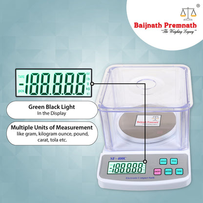 Baijnath Premnath Digital 500gm x 10mg (0.01g) Jewelry Weighing Scale with Wind Shield & Power Cord for Laboratories and Research Purpose(Not A Legal Scale for Commercial use)