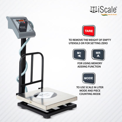 iScale i-11, 50kg x 5g platform scale, 350x350mm SS Pan, Front & Back Red Display, Chargeable