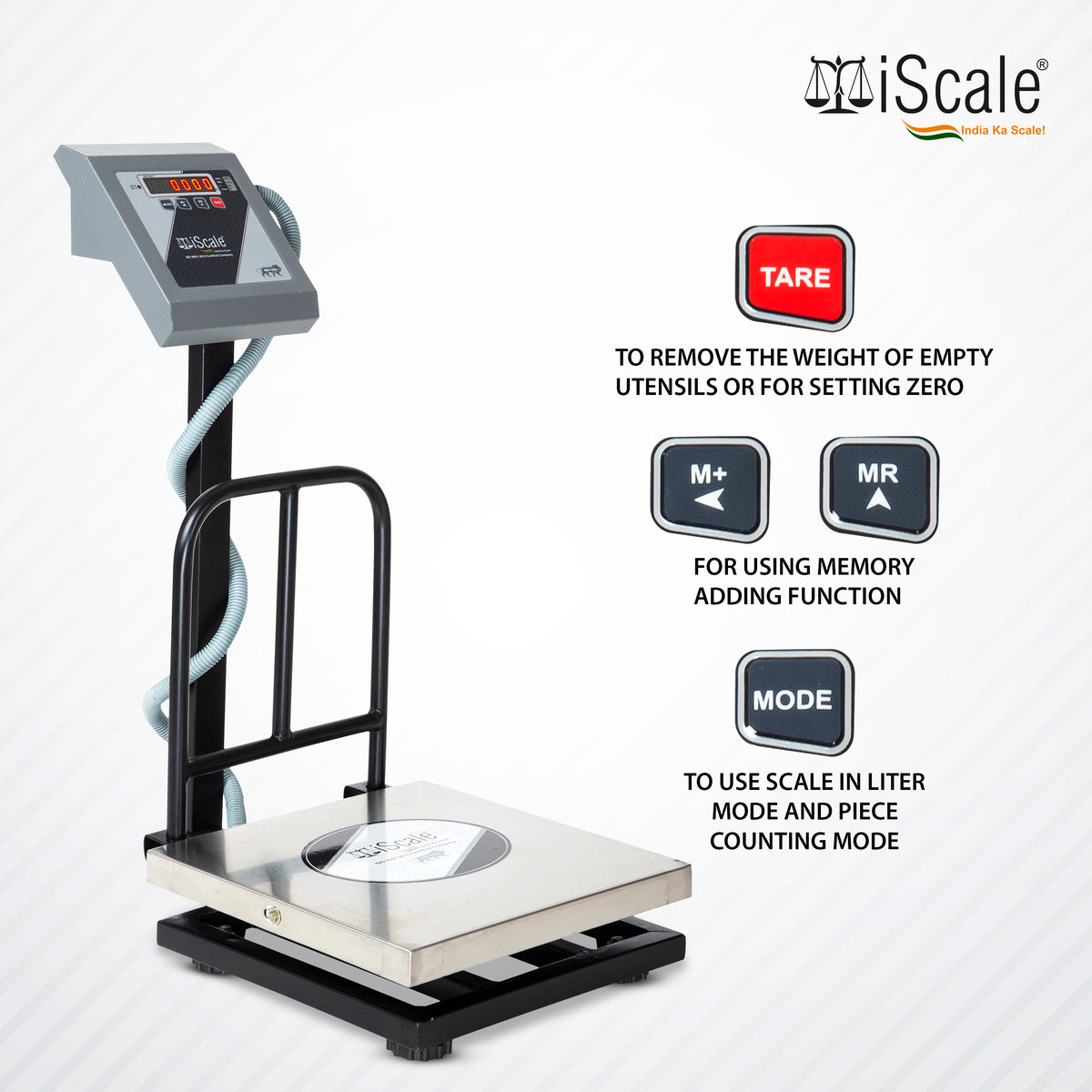 iScale i-11-RS232, 50kg x 5g platform scale, 350x350mm SS Pan, Front & Back Red Display,With RS232 Serial Port, Chargeable