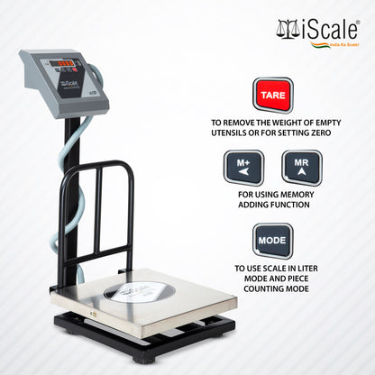 iScale i-11-RS232, 50kg x 5g platform scale, 350x350mm SS Pan, Front & Back Red Display,With RS232 Serial Port, Chargeable