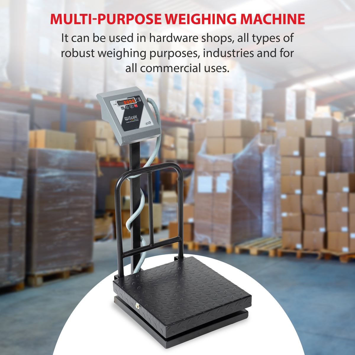 iScale i-13-RS232, 100kg x 10g platform scale, 400x400mm MS Pan, Front & Back Red Display with RS232 Serial Port, Chargeable