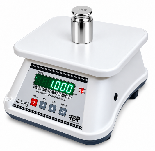 iScale i-09, 30kg x 1g with Stamp & Certificate, Also Useful for 5-10kg Weighing, 18x22cm, ABS Rust & Moisture Proof Body, Digital Weighing Scale for Kitchen, Shop & Industry