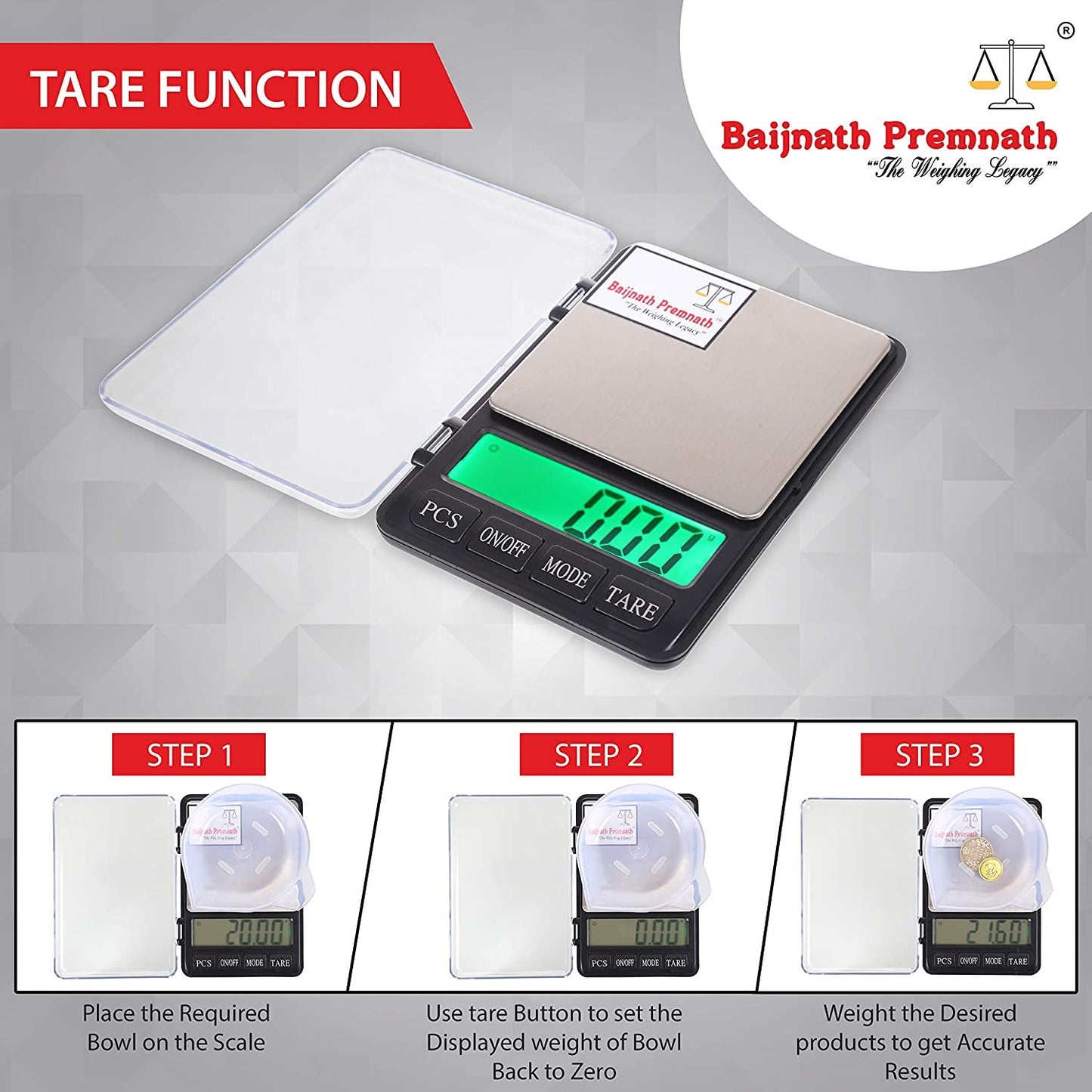 Baijnath Premnath Dairy 1kg (1000gram) x 0.01g (10mg) Digital Jewelry Portable Weighing Scale(Not A Legal Scale for Commercial use)