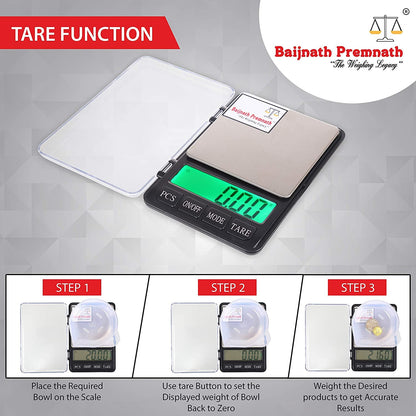 Baijnath Premnath Diary 500g (0.5kg) x 0.01g (10mg) Digital Jewellery Weighing Scale, Gold & Silver ornaments Weight Measuring machine Portable Weighting Scale for homes and professionals(Not A Legal Scale for Commercial use)