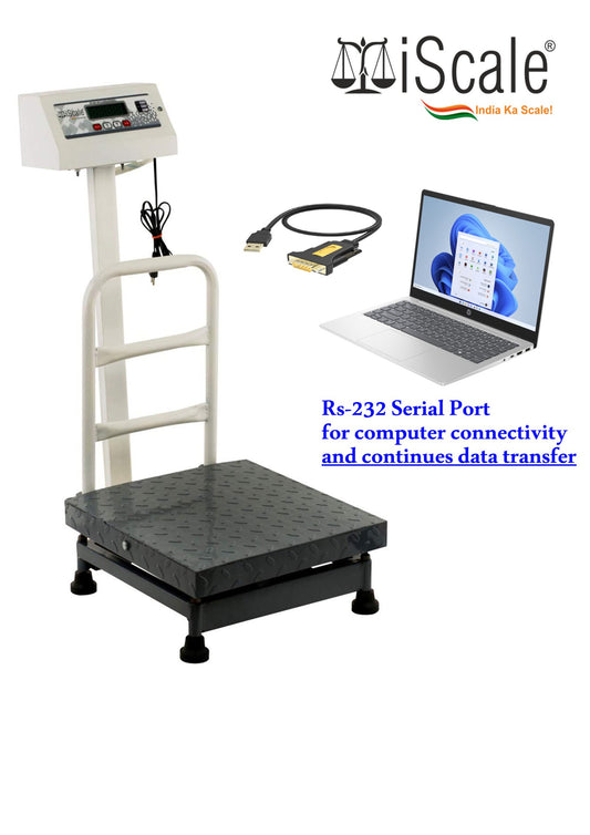 iScale ISP-100M Capacity 100kg x 10g Accuracy,Electronic Weighing Scale with Front Back Double Display, MS Pan,16x16" with RS232 Serial port for computer connectivity & continues data transmission
