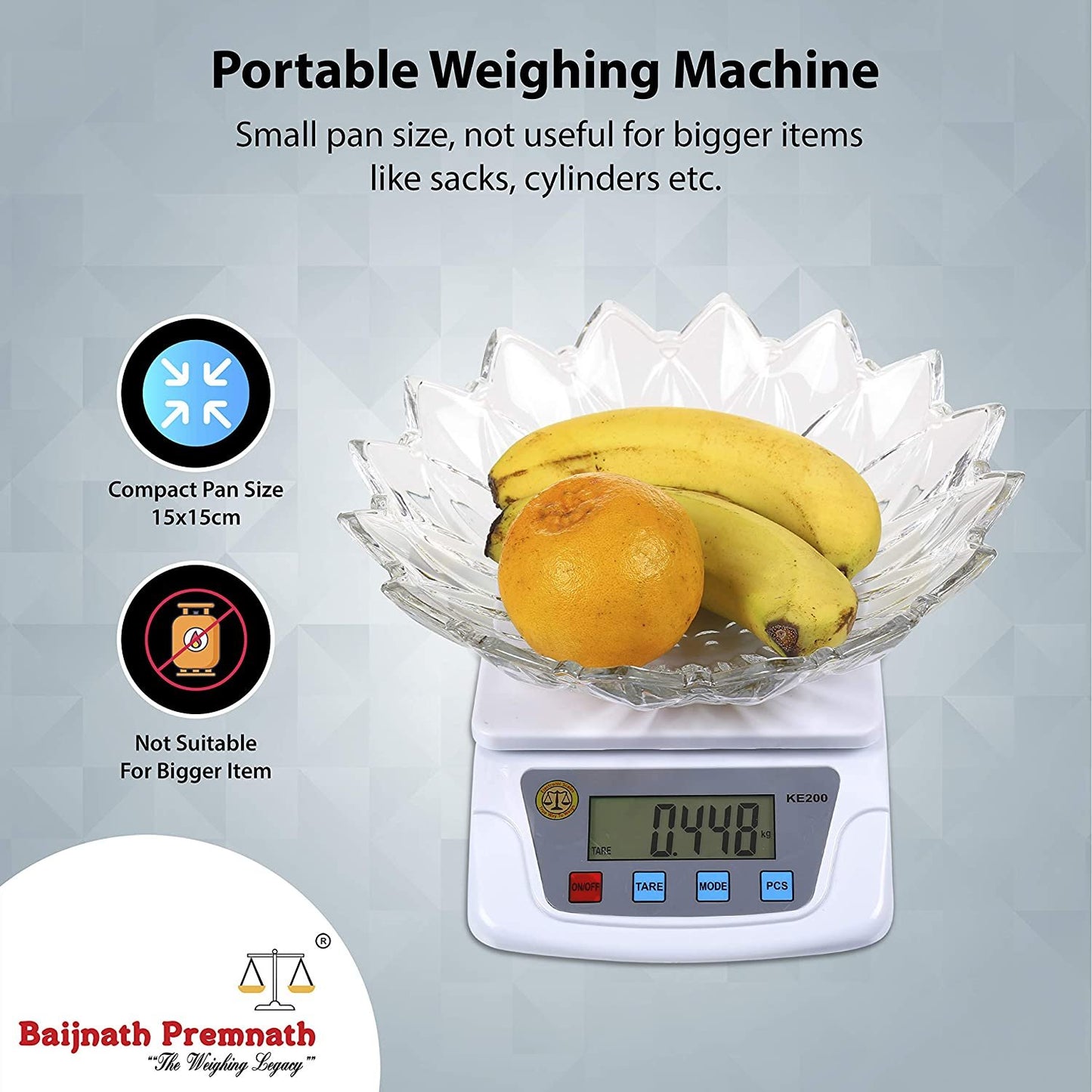 Baijnath Premnath Digital 10kg x 1g Small Size Premium Scale Balance Multi-Purpose Weight Measuring Machine with Adapter Weighing Scale for Laboratories Research Purpose(Not A Legal Scale for Commercial use)