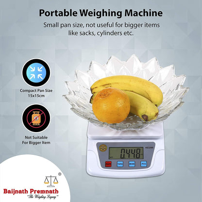 Baijnath Premnath Digital 10kg x 1g Small Size Premium Scale Balance Multi-Purpose Weight Measuring Machine with Adapter Weighing Scale for Laboratories Research Purpose(Not A Legal Scale for Commercial use)