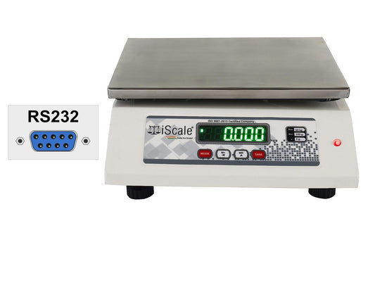 iScale IST-30F 30kg x 1g, Premium Digital Scale with Front & back Display, SS Pan, 10x12" for Shop, Factory and Commercial Purposes with RS232 Serial port for computer connectivity & data transfer