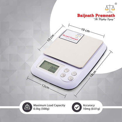 Baijnath Premnath DM-3 500g x 0.01g (10mg) Digital Jewellery Weighing Scale, Gold & Silver Ornaments and Laboratories Weight Measuring Machine Weighing Scale {for Domestic & Research Purpose}(Not A Legal Scale for Commercial use)