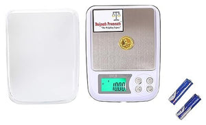Baijnath Premnath DM-3 500g (0.5kg) x 0.01g (10mg)Domestic pocket scale, 10x10cm SS Pan, AAA Cell, for Jewellery & Chemical weighing(Not for Commercial use)