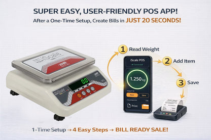 iScale i-04 Bluetooth Platform Scale | 10kg× 200mg | SS Pan size 175x225mm | Front & Back Green Display | Free Android/Pc App Billing | For Commercial & Industrial Use