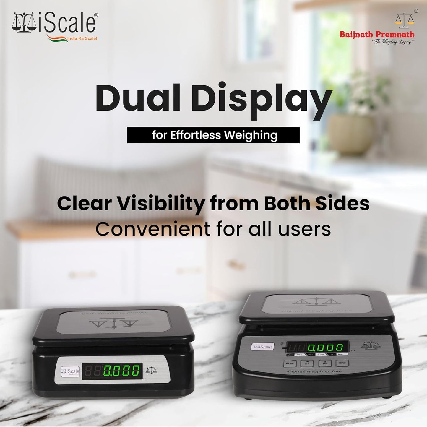 iScale Go-Lite Pro, 30kg x 1g, Small pan size 21.5x16.5cm, Front & Back Green Display, Rechargeable