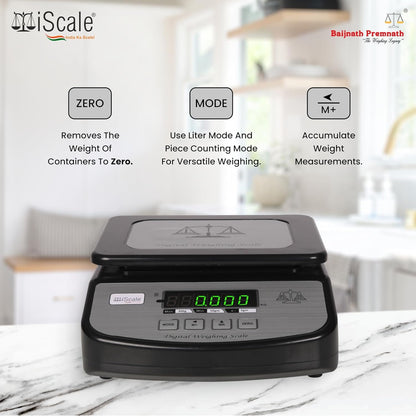 iScale Go-Lite Pro, 30kg x 1g, Small pan size 21.5x16.5cm, Front & Back Green Display, Rechargeable