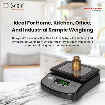 iScale Go-Lite Pro, 30kg x 1g, Small pan size 21.5x16.5cm, Front & Back Green Display, Rechargeable
