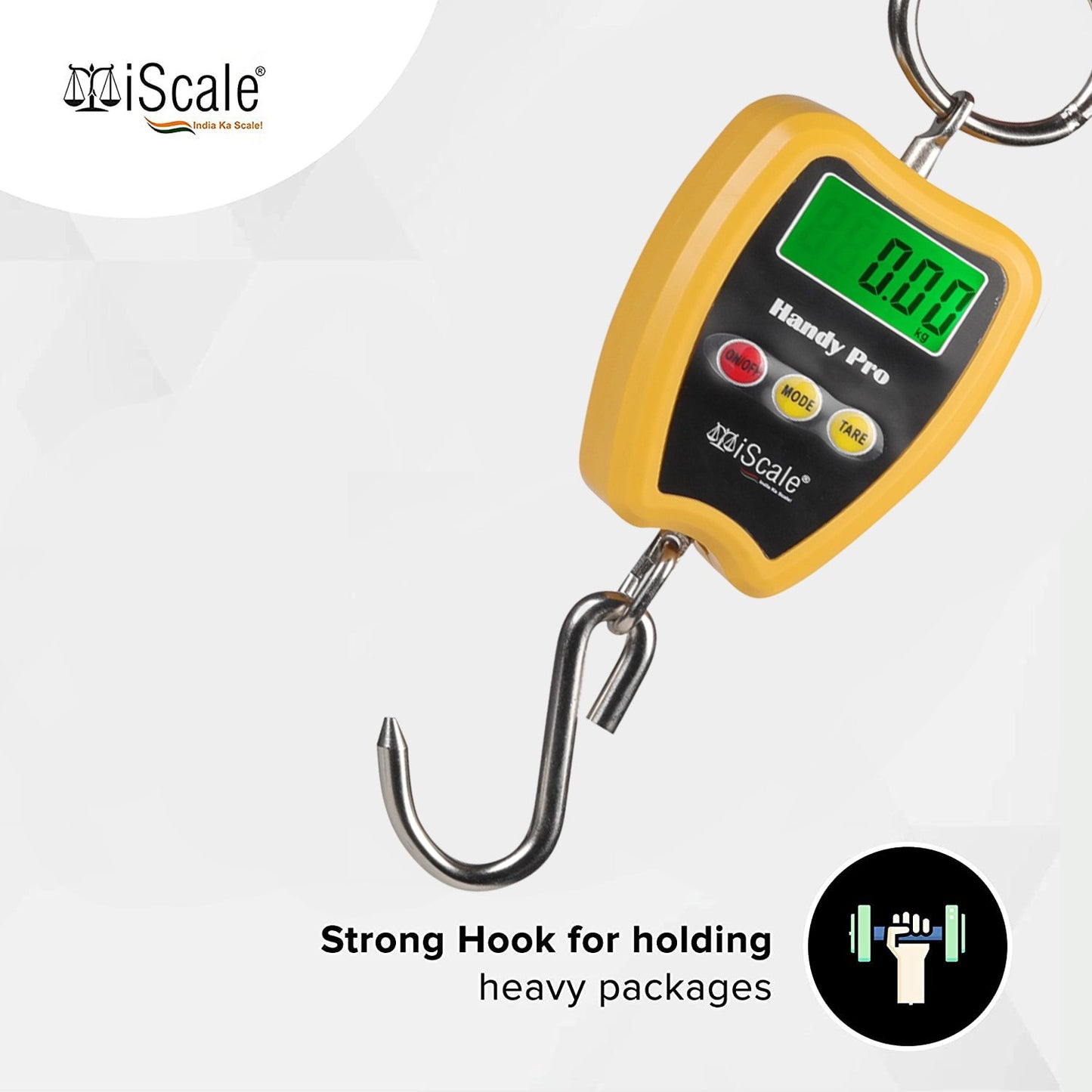 iScale Handy Pro 200kg x 50g Digital Portable Hanging Weighing Scale with Stainless Steel Hook for Industries, Cylinder, Fishing and Multipurpose Domestic Weighing Use(Not A Legal Scale for Commercial use)