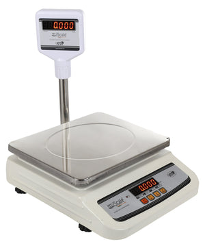 iScale i-01, 30kg x 1g commercial scale with stamp & certificate, 250x300mm SS Pan, Front & pole red Display, Chargeable