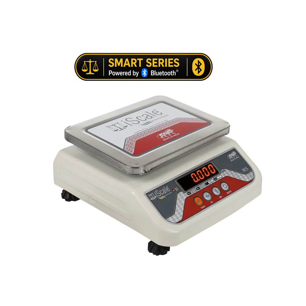 iScale S-03 10kg x 1g Smart Bluetooth Scale | Stamp & Certificate | 175x225mm SS Pan | Free Android & Windows Weight Recording App | Front & Front Back Red Display