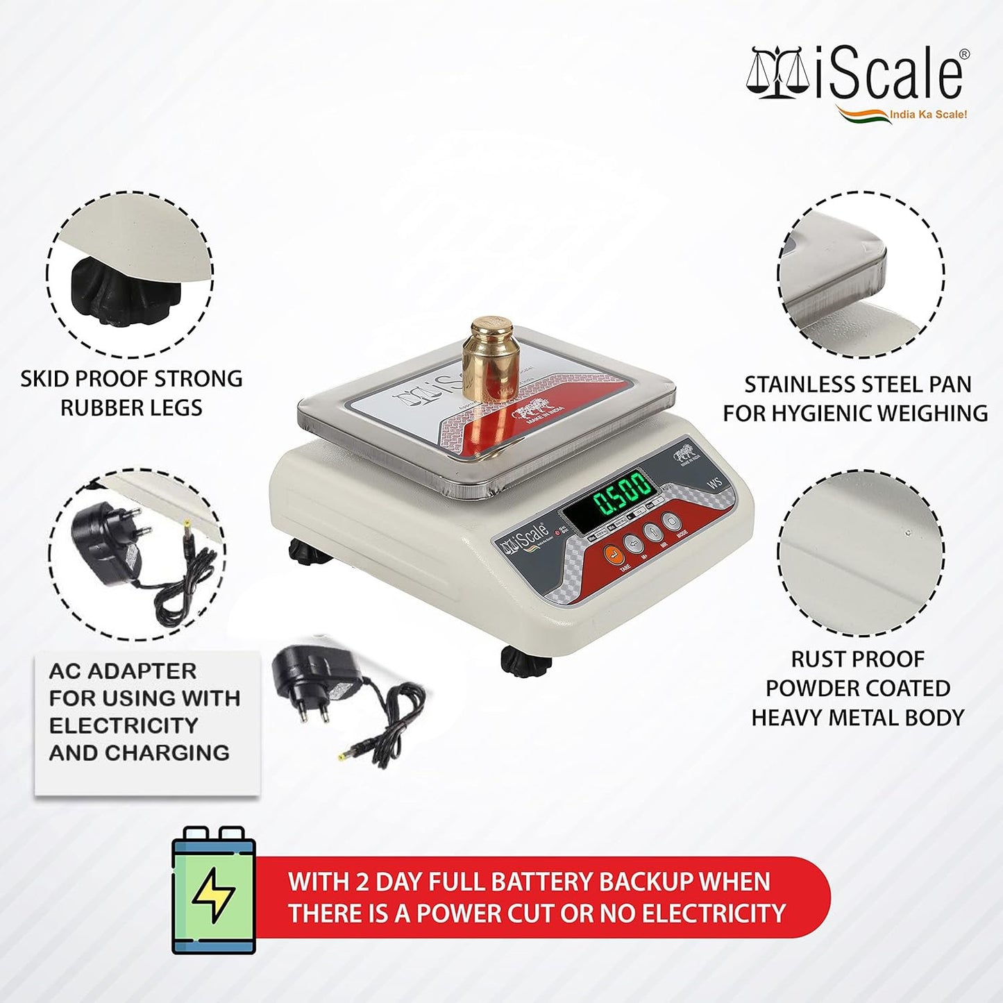 iScale i-04, 6kg x 100mg (0.1g) High Accuracy Analytical Weight Machine - Ideal for Silver Jewelry & Other Precious Metals / Labs - Double Display - Stainless Steel Platform (175x225mm)