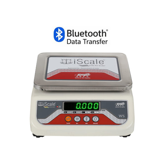 iScale i-04 Bluetooth Platform Scale | 20kg× 1g | MS Pan size 175x225mm | Front & Back Green Display | Free Android/Pc App Billing | For Commercial & Industrial Use
