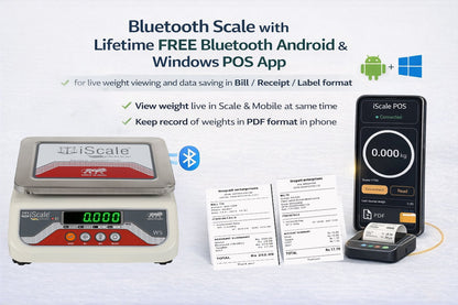 iScale i-04 Bluetooth Platform Scale | 20kg× 1g | MS Pan size 175x225mm | Front & Back Green Display | Free Android/Pc App Billing | For Commercial & Industrial Use