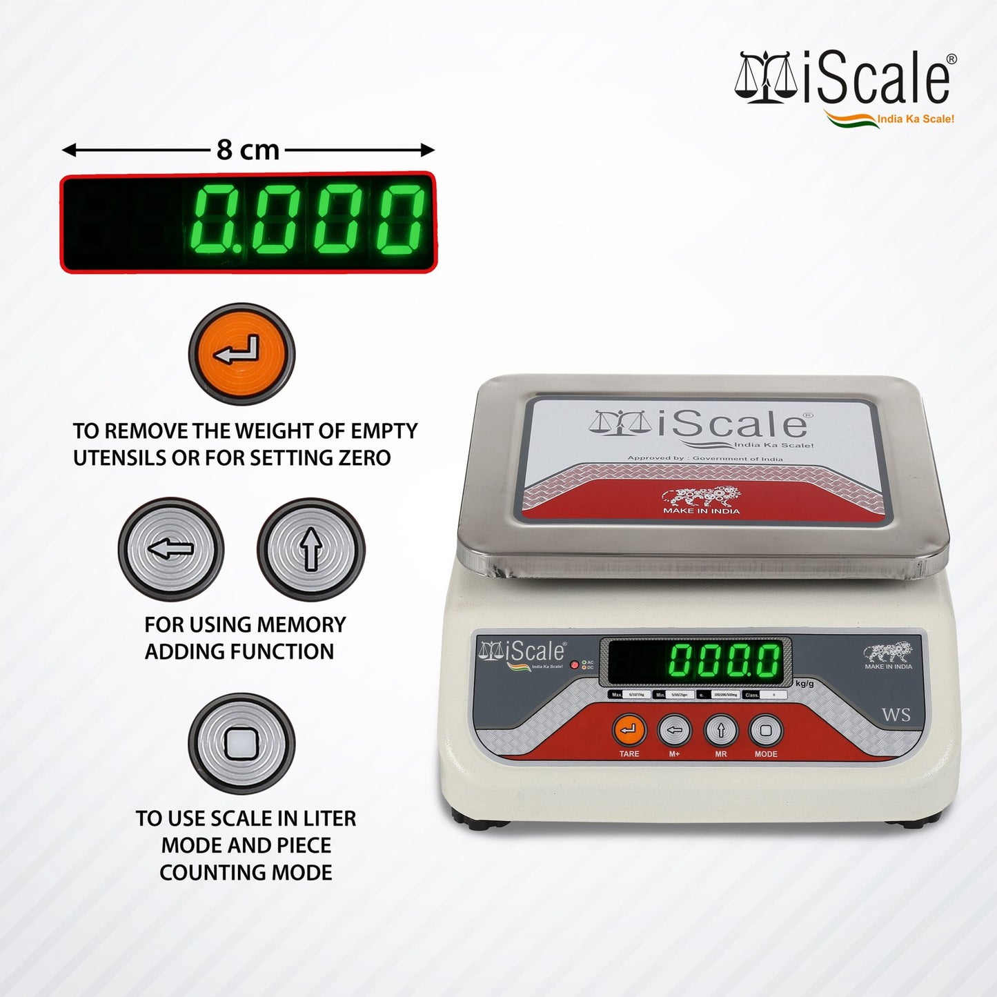 iScale i-04 10kg x 200mg (0.2g), High accuracy Analytical Digital Weight machine with double Display for Labs and Silver Jewelry, Stainless Steel Platform size 175x225mm (7x9 inches)