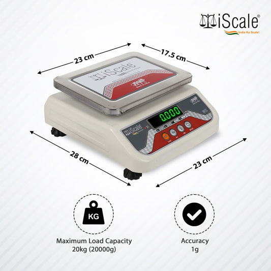 iScale S-04 20g x 1gm Smart Bluetooth Scale | Stamp & Certificate | 175x225mm MS Pan | Free Android & Windows Weight Recording App | Front & Back Green Display