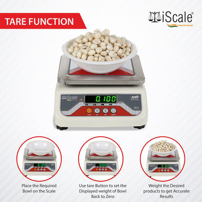 iScale i-04 Bluetooth Platform Scale | 20kg× 1g | MS Pan size 175x225mm | Front & Back Green Display | Free Android/Pc App Billing | For Commercial & Industrial Use