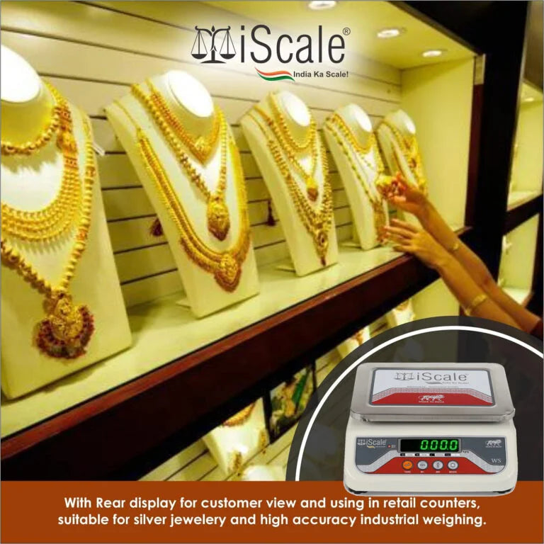 iScale i-04 Bluetooth Platform Scale | 10kg× 200mg | SS Pan size 175x225mm | Front & Back Green Display | Free Android/Pc App Billing | For Commercial & Industrial Use