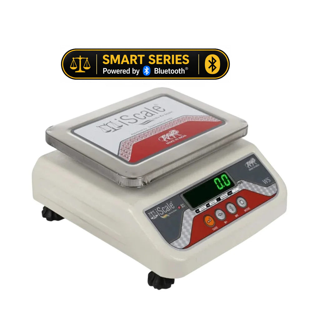 iScale S-04 15kg x 500mg Smart Bluetooth Scale | Stamp & Certificate | 175x225mm SS Pan | Free Android & Windows Weight Recording App | Front & Front Back Green Display