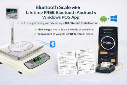 iScale i-05 Bluetooth Platform Scale | 30kg× 1g | MS Pan size 250x300mm | Front & Pole Green Display | Free Android/Pc App Billing | For Commercial & Industrial Use
